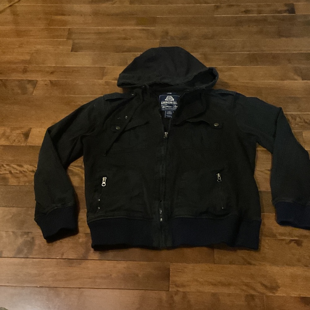 American Rag Men's Black Cotton Military Jacket - Picture 4 of 7